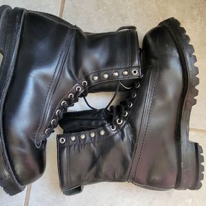 Vibram Mens Black Leather Steel Toed Boot